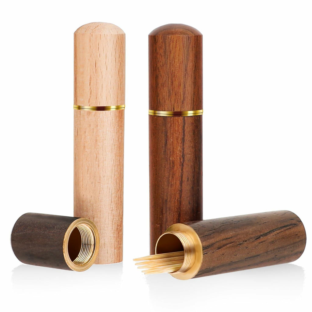 AHQiZFX 3pack Handmade Wood Toothpick Holder Portable Waterproof Mini Box