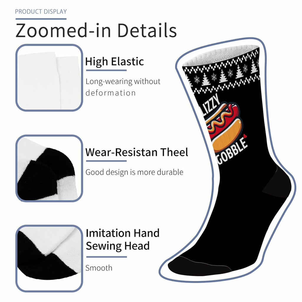 Generic Hot Dog Gobble Socks Unisex Half Calf White Polyester Print