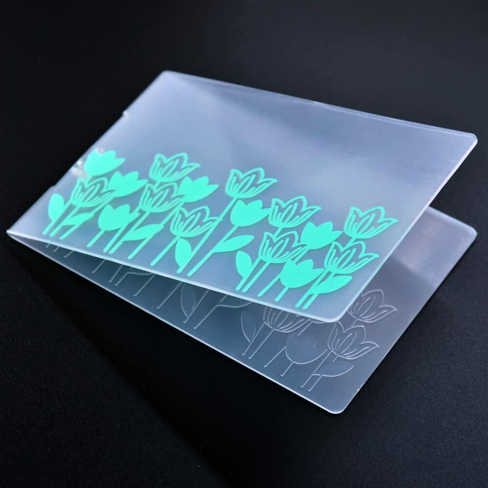 DDOUJOY Plastic Embossing Folders Flowers Leaves Tulips Dandelion 7pcs