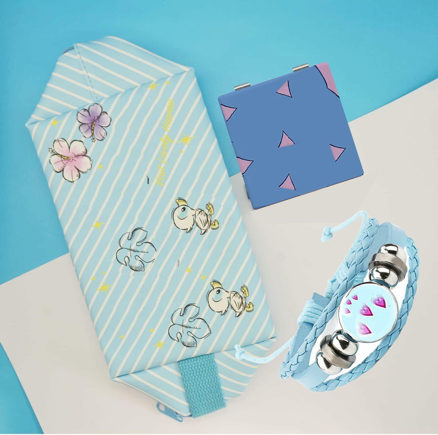 LOYEJEGL Foldable Travel Cosmetic Makeup Bag Blue PU