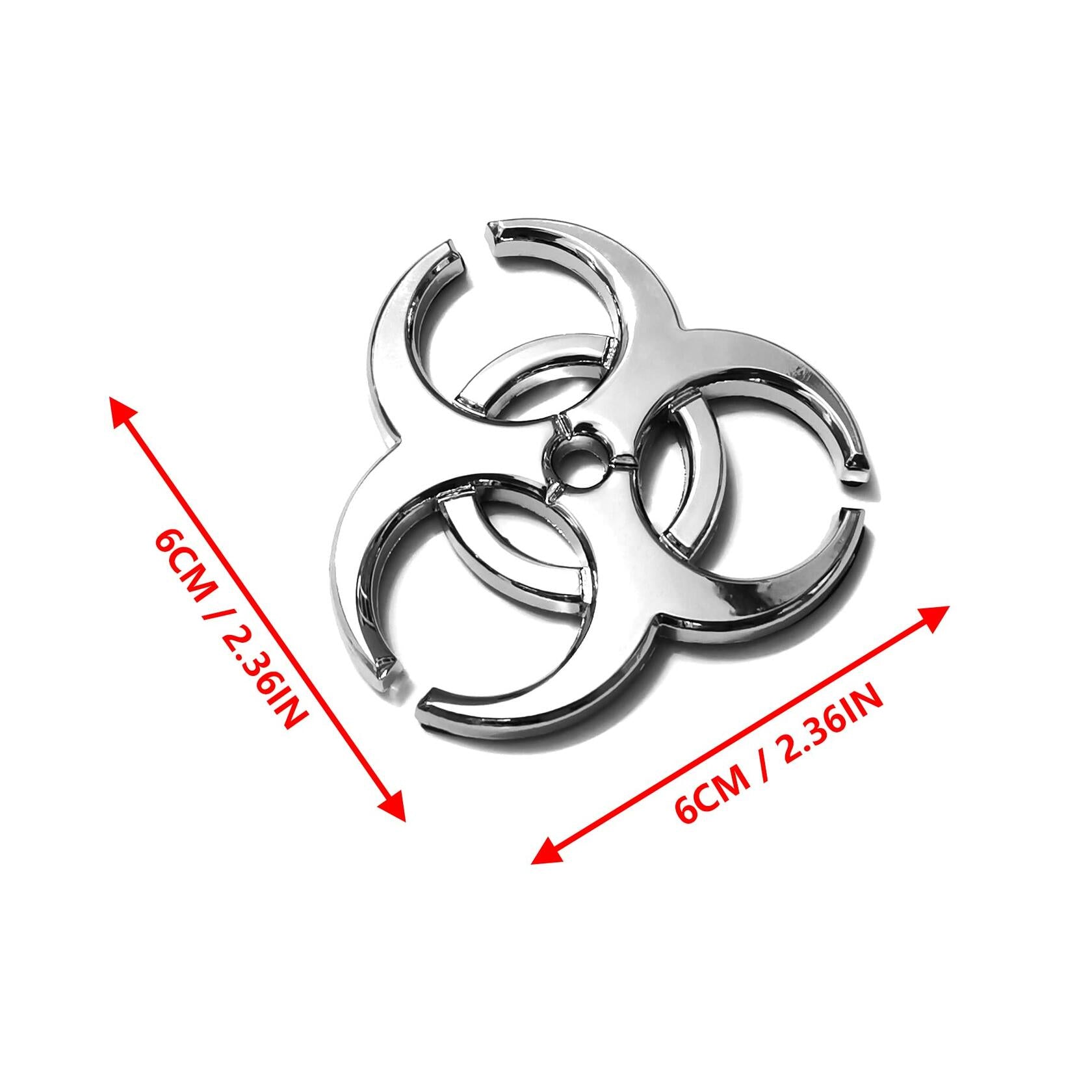 PTDecals 2X 3D Silver Biochemical Marker Car Motorcycle Emblem Sticker