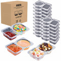 Double Compartment Condiment Containers with Lids 16 PCS Plastic Reusable