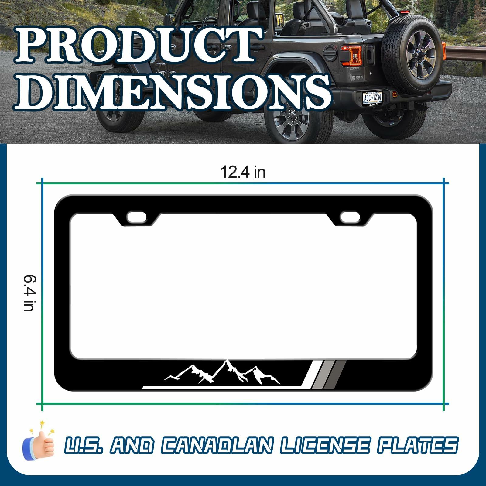 2PCS Tri-Color Mountain License Plate Frames Stainless Steel White Gray
