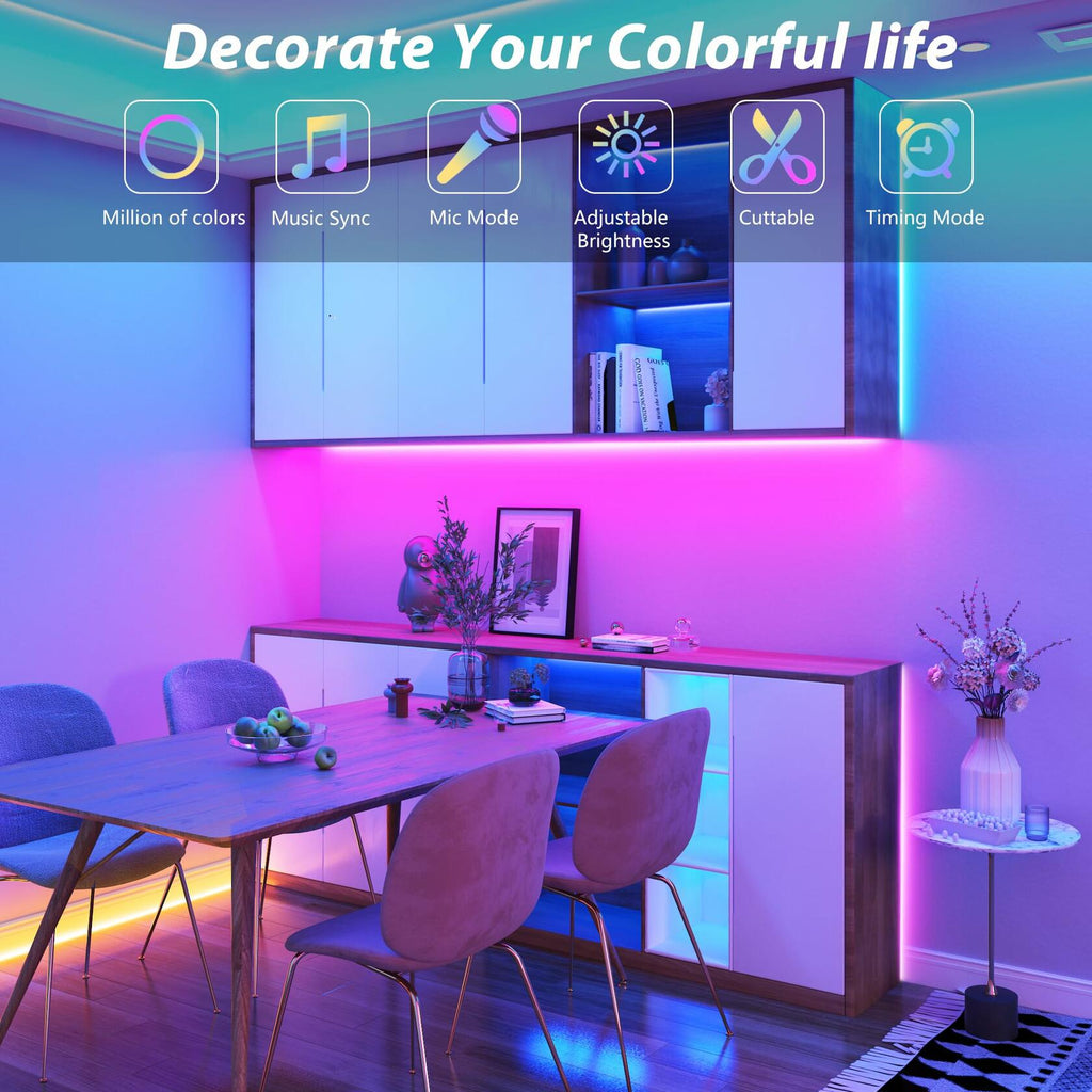 GANZQH 15.6FT RGB Strip Lights USB Powered Smart App Remote Control
