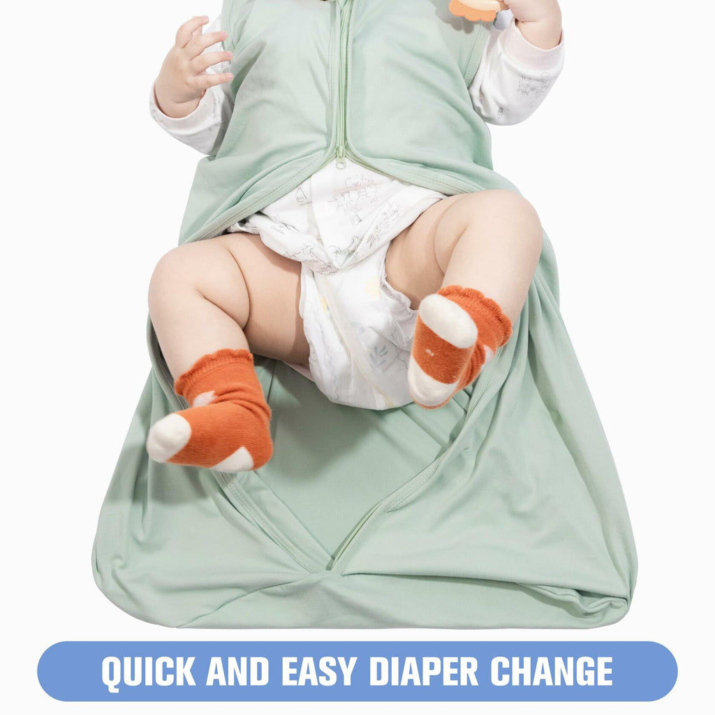 GUNTAIL Baby Sleep Sack 100% Rayon Cotton 2-Way Zipper Soft Lightweight Green L