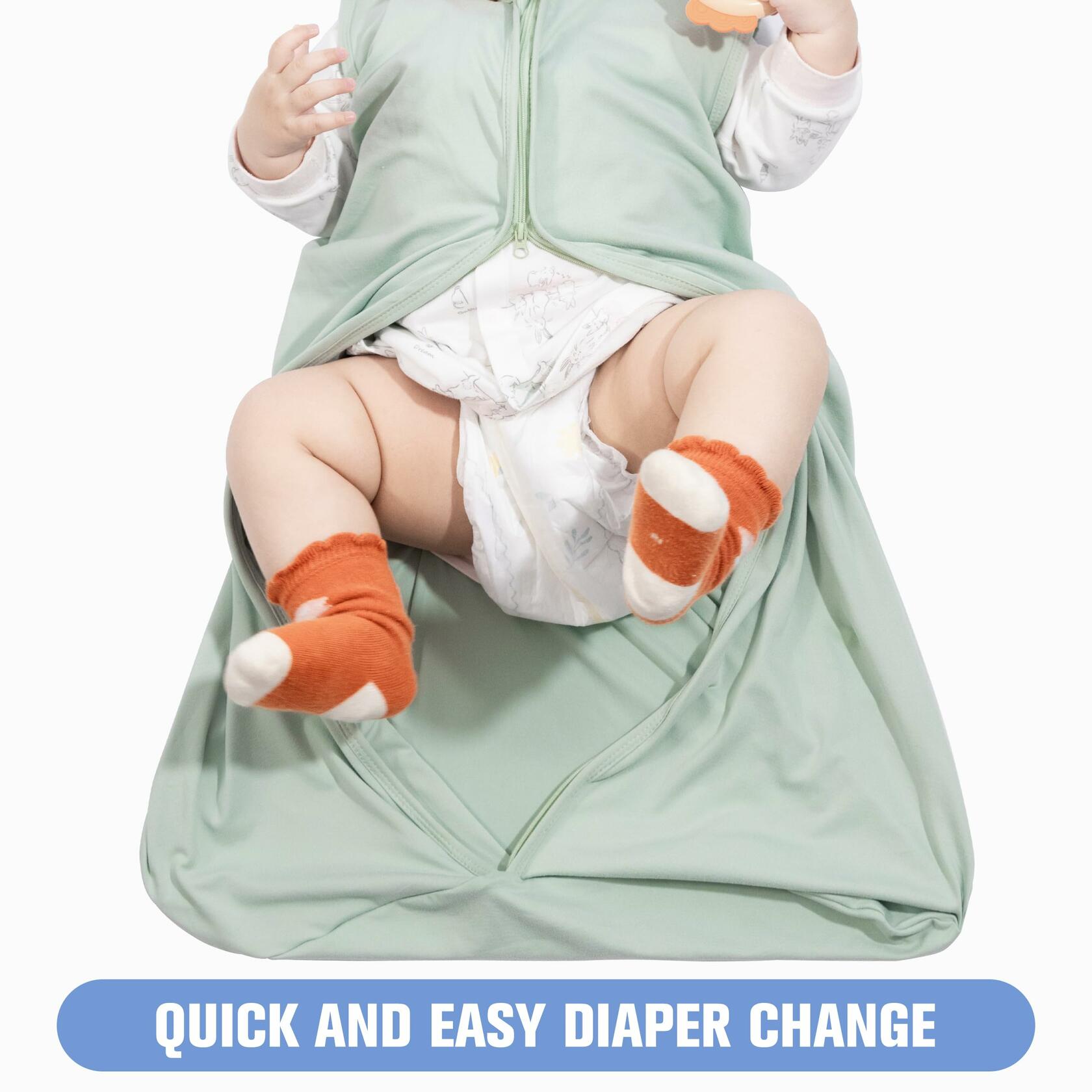 GUNTAIL Baby Sleep Sack 100% Rayon Cotton 2-Way Zipper Soft Lightweight Green L