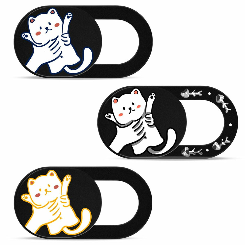 DR. PANDACAT Hug Me Cat 3-Pack Laptop Camera Cover Slide Black White