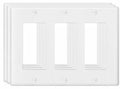 VJWEOU Decorative 3-Gang Light Switch Outlet Wall Plate Cover White 3 Pack