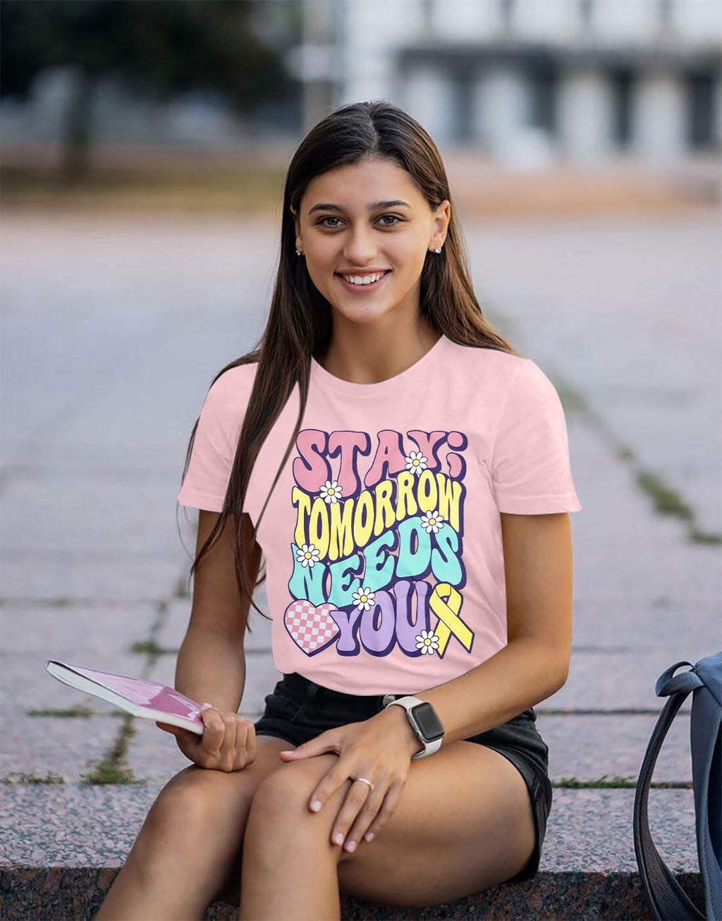 Mental Health Matters Shirt Women Suicide Awareness Tee Light Pink
