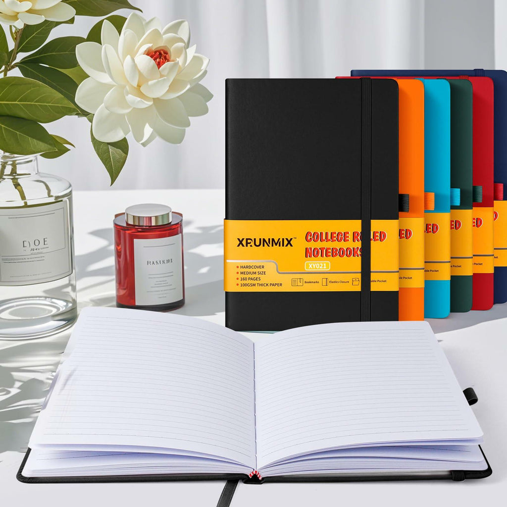 XRUNMIX Lined Journal Notebook 5.7x8in 160 Pages 100 GSM Black 1 Pack