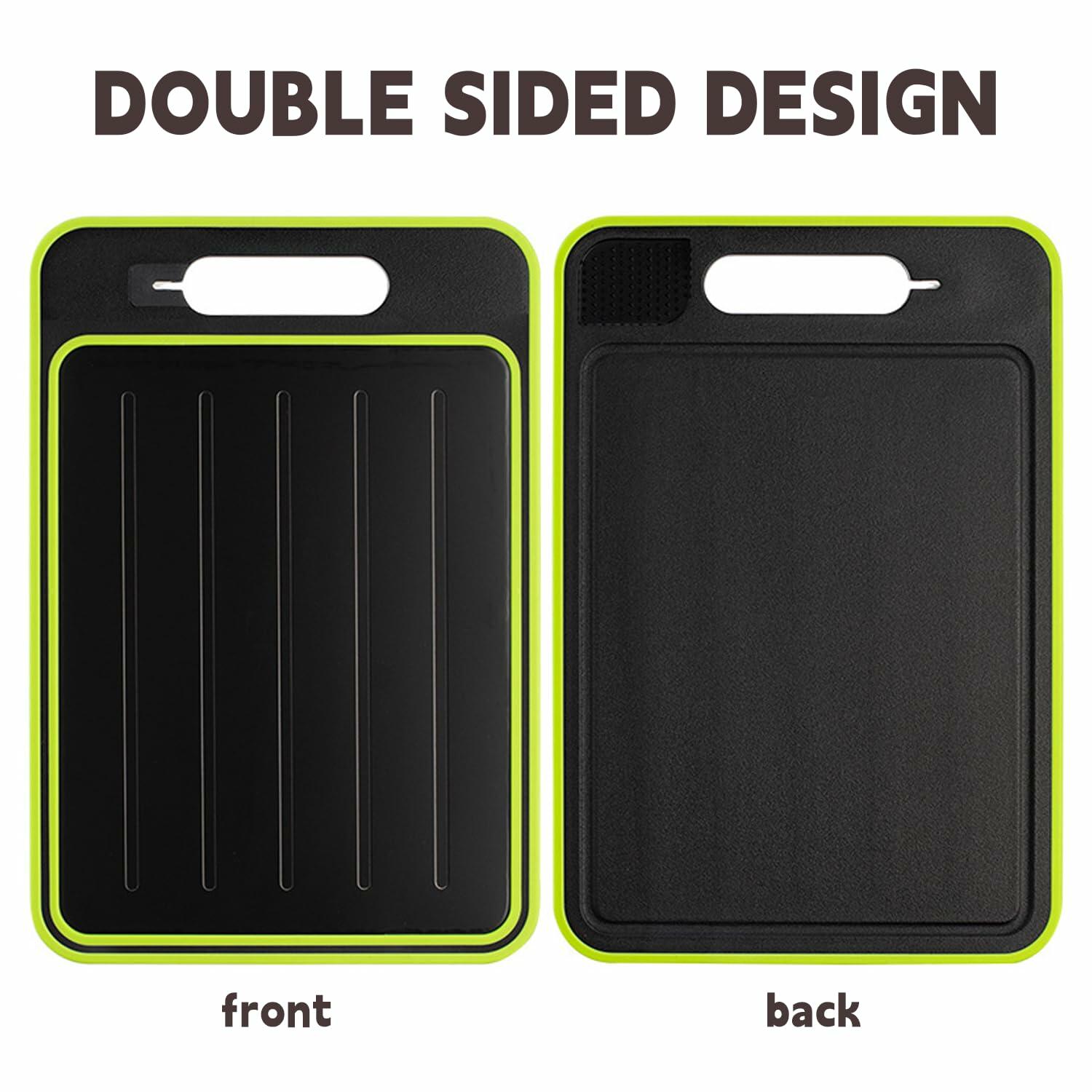 AOWBCGD Cutting Board Double Sided 2 Pcs Large+Small Khaki Stainless Steel