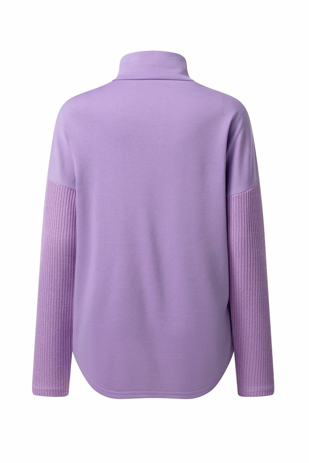 SHEWIN Women Oversized Button Up Sweatshirt Purple Size XL