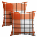 Kcozydecor Fall Pillow Covers 20x20 Orange White Plaid Set of 2 Linen