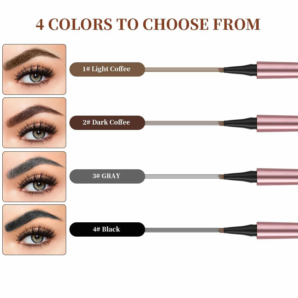 YIWANLLE 3D Microblading Magic Eyebrow Pencil Waterproof Dark Brown 1 Count