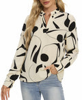 VIPONES Women V Neck Long Puff Sleeve Floral Blouse 530-floral White XL