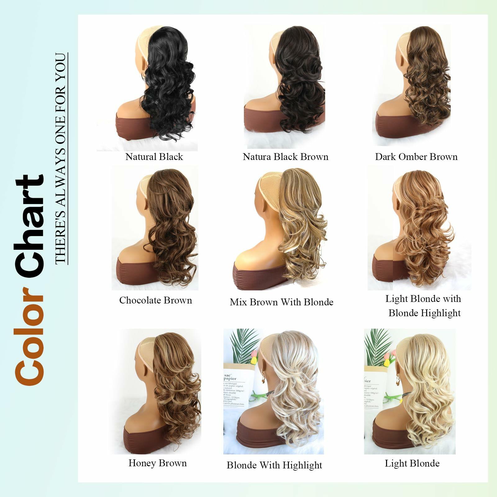 Mayouda 18in Long Curly Wavy Drawstring Ponytail Extension Light Blonde