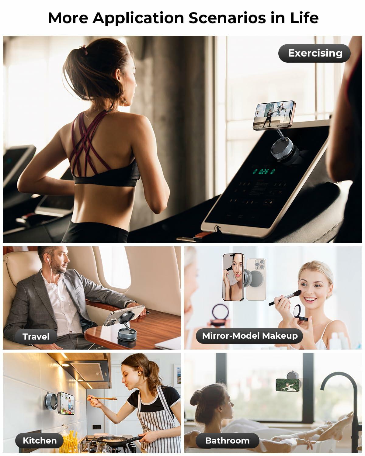 Vacuum Magnetic Phone Holder 360° Mount for MagSafe Strong Suction iPhone 15/16