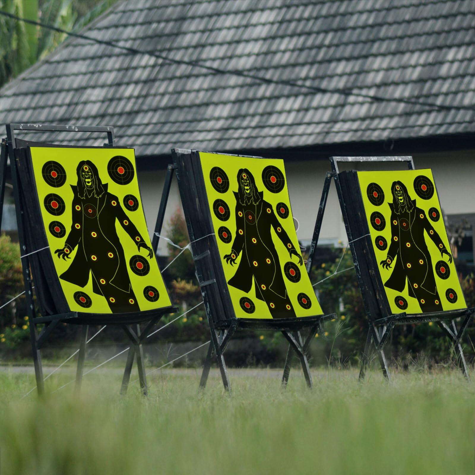 WEIMIKE Shooting Targets 12x18in Splatter Silhouette Paper Black Yellow Red