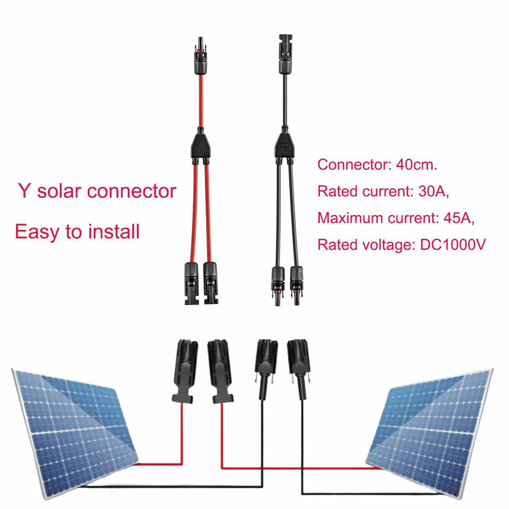 Daohaodeli Solar Connectors 30A 12AWG 1-to-4 Y Branch Adapter Cable Pair