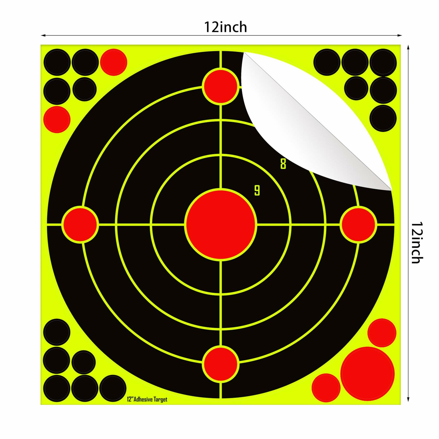 PTPHJEG Silhouette Splatter Targets 12x12 inch Fluorescent Yellow 10 Pack