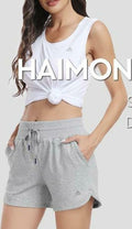 Haimont Women's Heather Grey Cotton Sweat Shorts 4" High Waist Pockets Size XXL