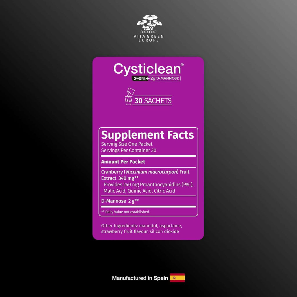 Cysticlean Cranberry PAC Supplement 240mg PAC Sugar-Free 30 Capsules