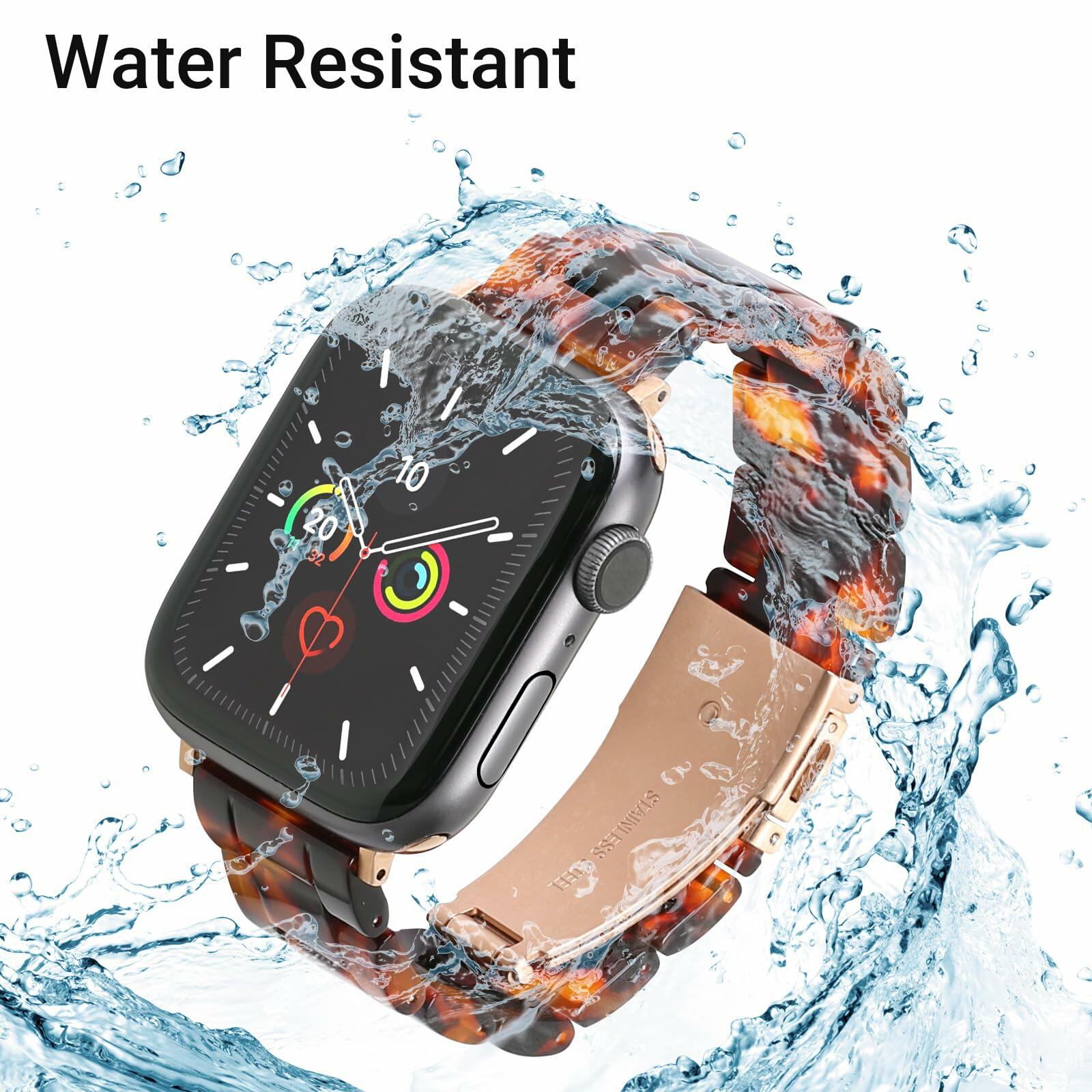 MAIRUI Resin Watch Band Compatible Apple Watch 38-41mm Series 1-9 Amber
