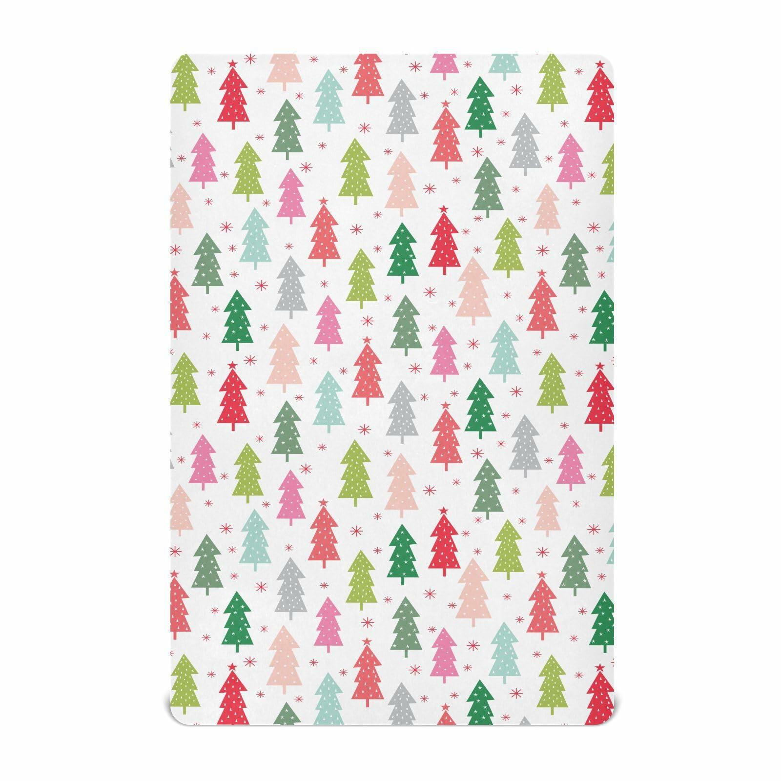 SDMKA Colorful Christmas Trees Microfiber Fitted Crib Sheet 28x52 Inch A01