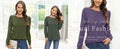 NILOUFO Women Long Sleeve Casual Dressy Tops Tunics Green Size XX-Large