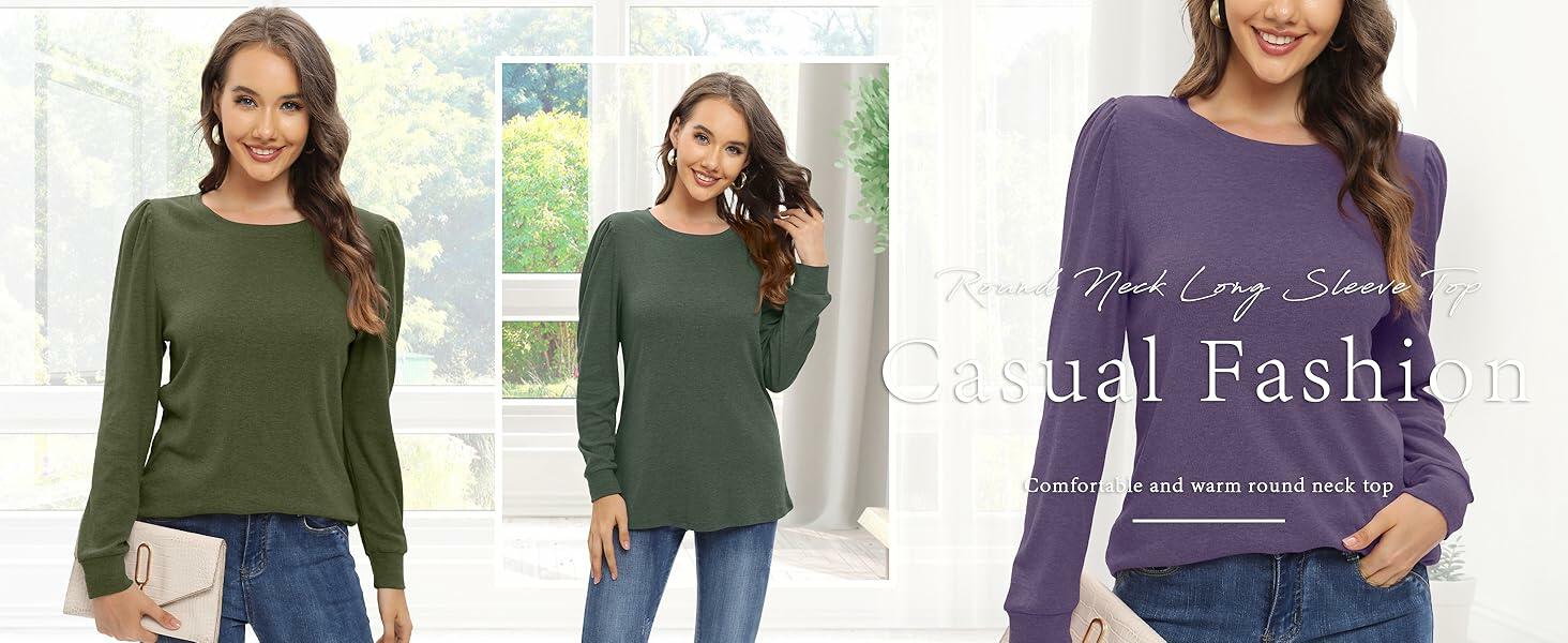 NILOUFO Women Long Sleeve Casual Dressy Tops Tunics Green Size XX-Large