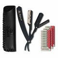 Stylonik Barber Razor Straight Edge 10 Stainless Steel Blades Silver Matt