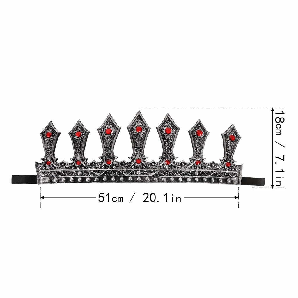 MCJC Medieval King Crown with Red Gems Adjustable Royal Tiara Bronze