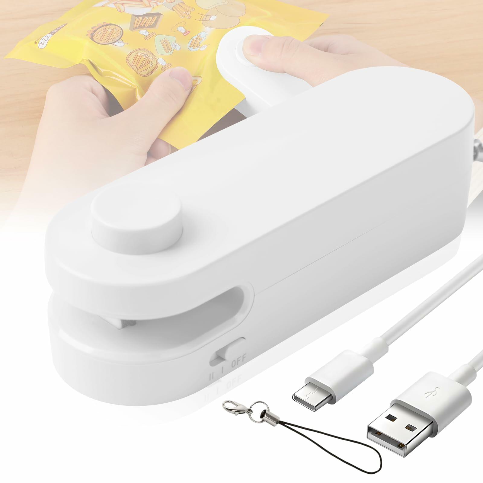 Daioai 2 in 1 USB Rechargeable Bag Cutter Sealer Portable Mini White
