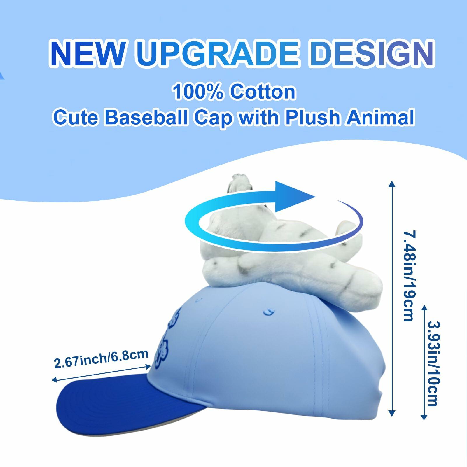 GADMEXILY Kids Boys Adjustable Cotton Baseball Cap Plush Tiger Hat Blue