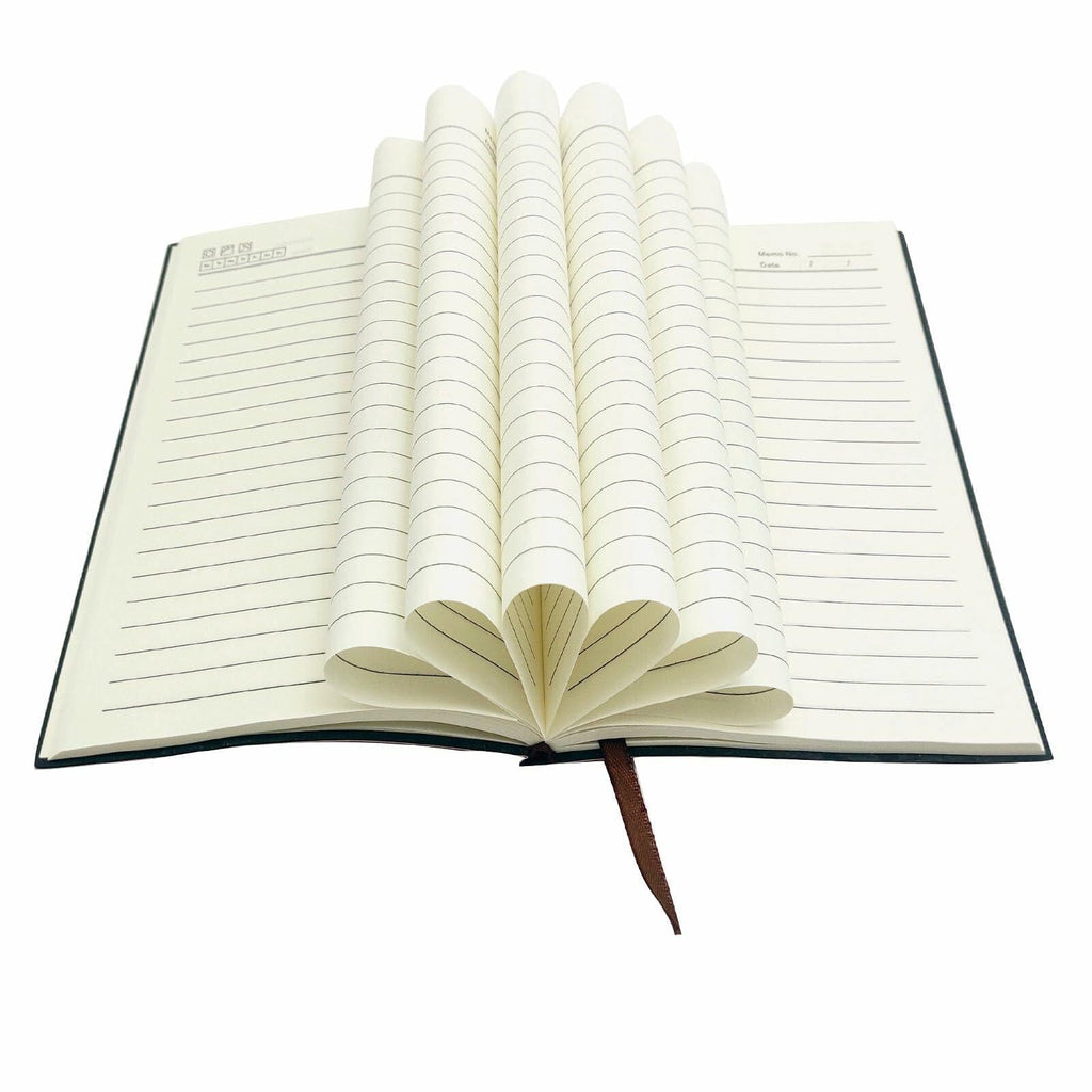 shengyoude Business A5 PU Leather Notebook 8mm Grid 200 Pages Black