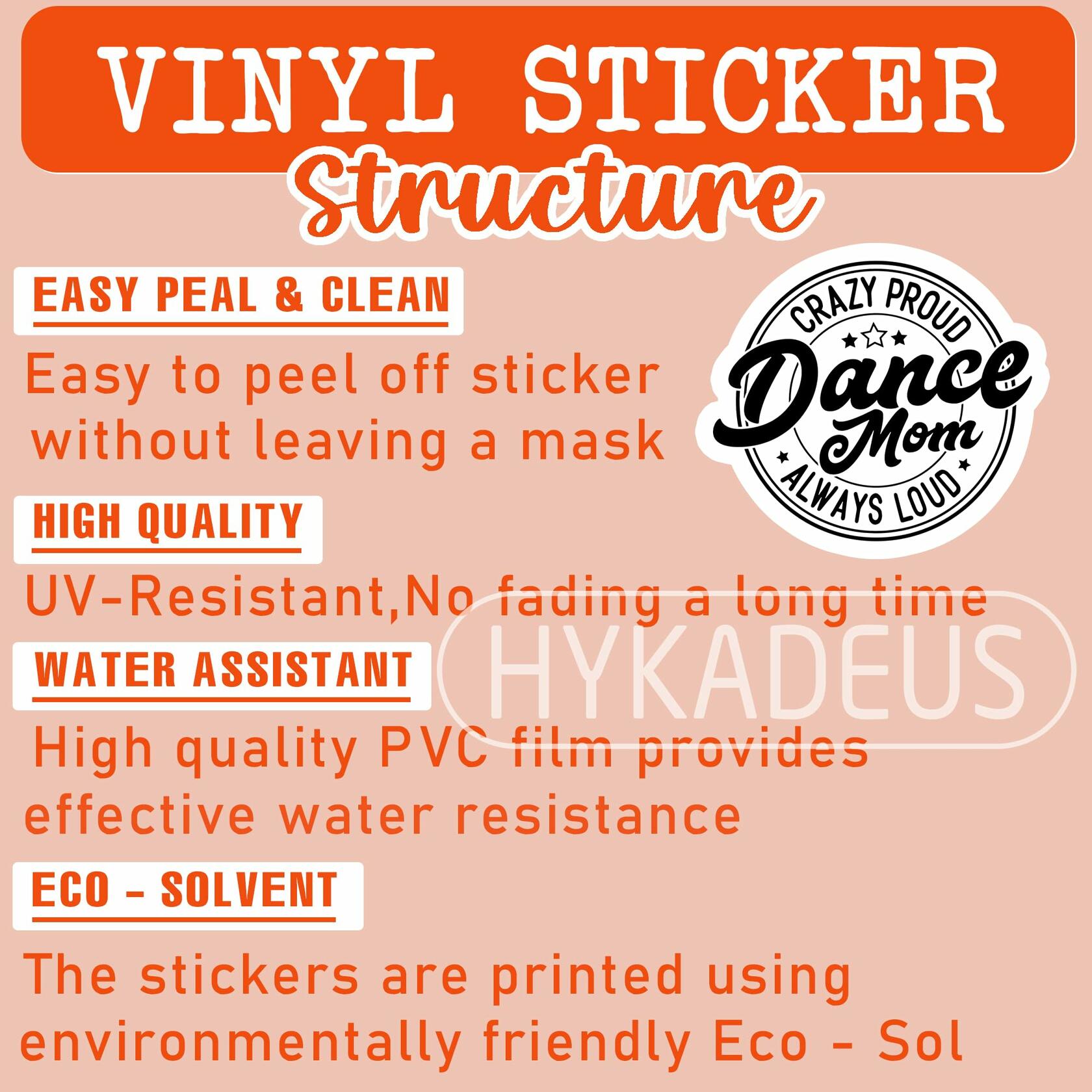 HYKADEUS Dance Mom Funny Vinyl Sticker 3Pcs Waterproof 3x2.8 Inch