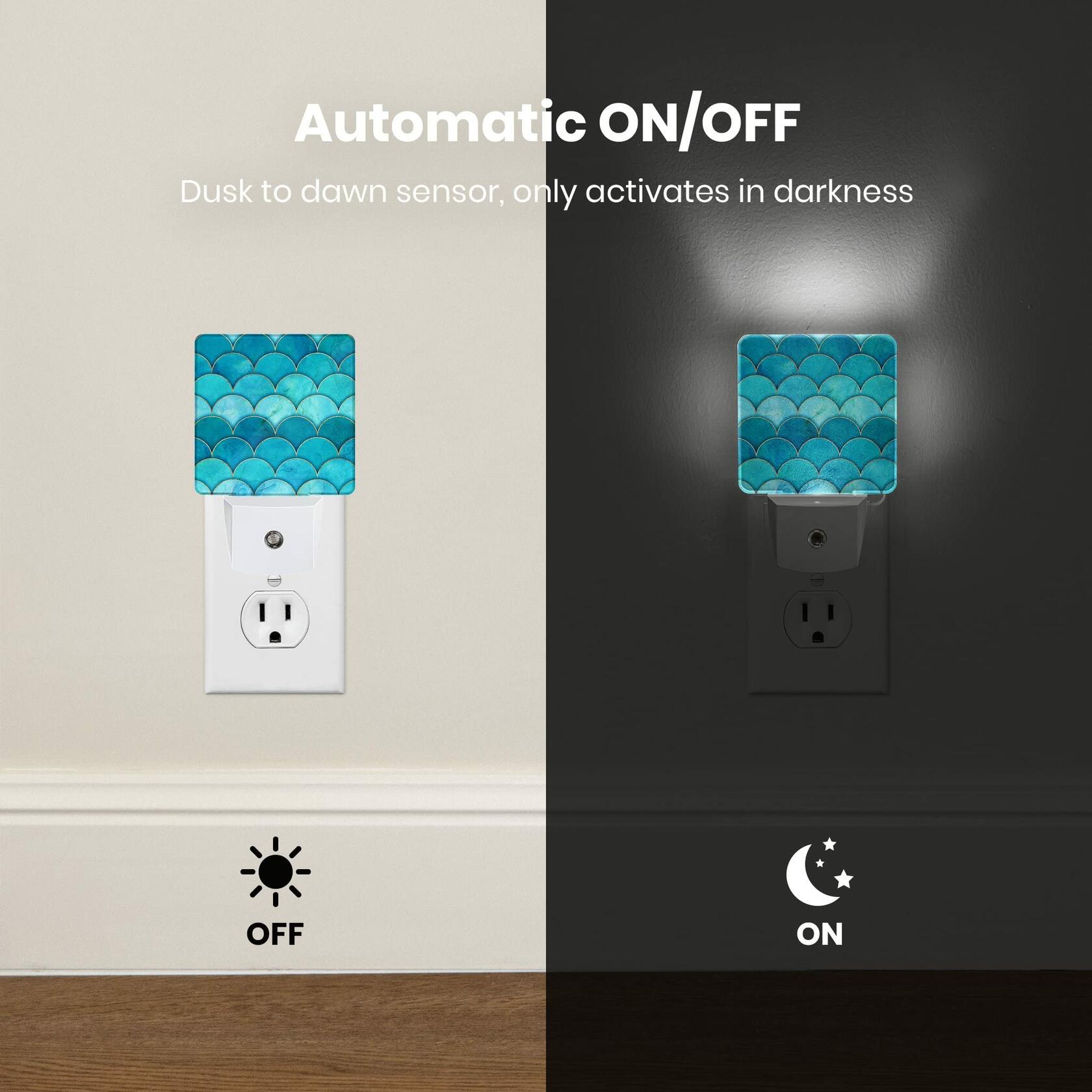 Caifujiqi Night Light Plug-in Dusk to Dawn Sensor White LED Plastic Modern