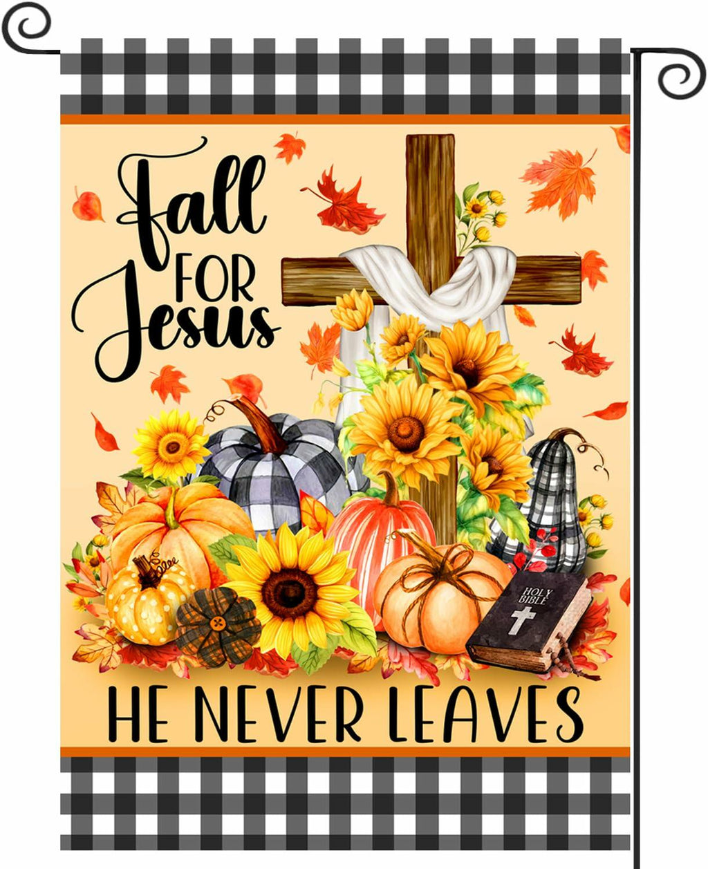 4SEASONS POD “Fall For Jesus” Autumn Pumpkin Christian Garden Flag 12x18