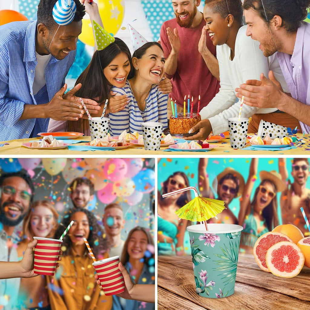 PAW 50-Pack Disposable Paper Cups 8.5oz Hot & Cold Ice Cream Theme
