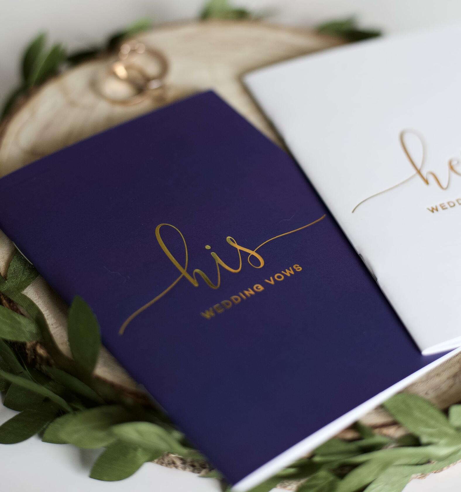 Evoware His & Hers Vow Books Set of 2 Silver Rose Gold Pens 28 Pages