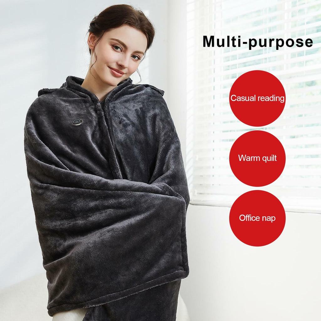 Lailisapex USB Heated Wearable Blanket Shawl Hooded, Portable, 3 Gears