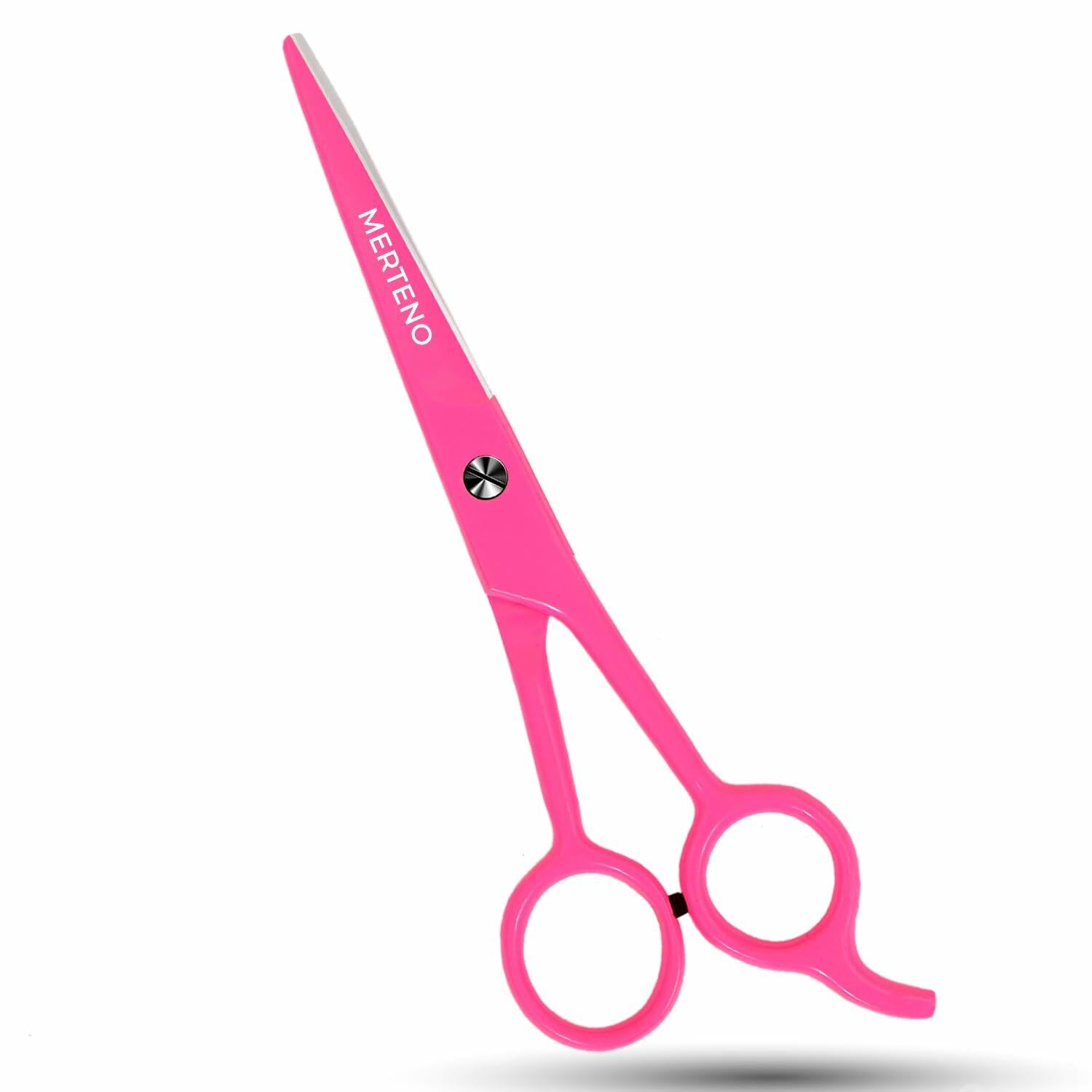 MERTENO Professional Hair Scissors 6.5 Inch Pink Rubber Handle Shears