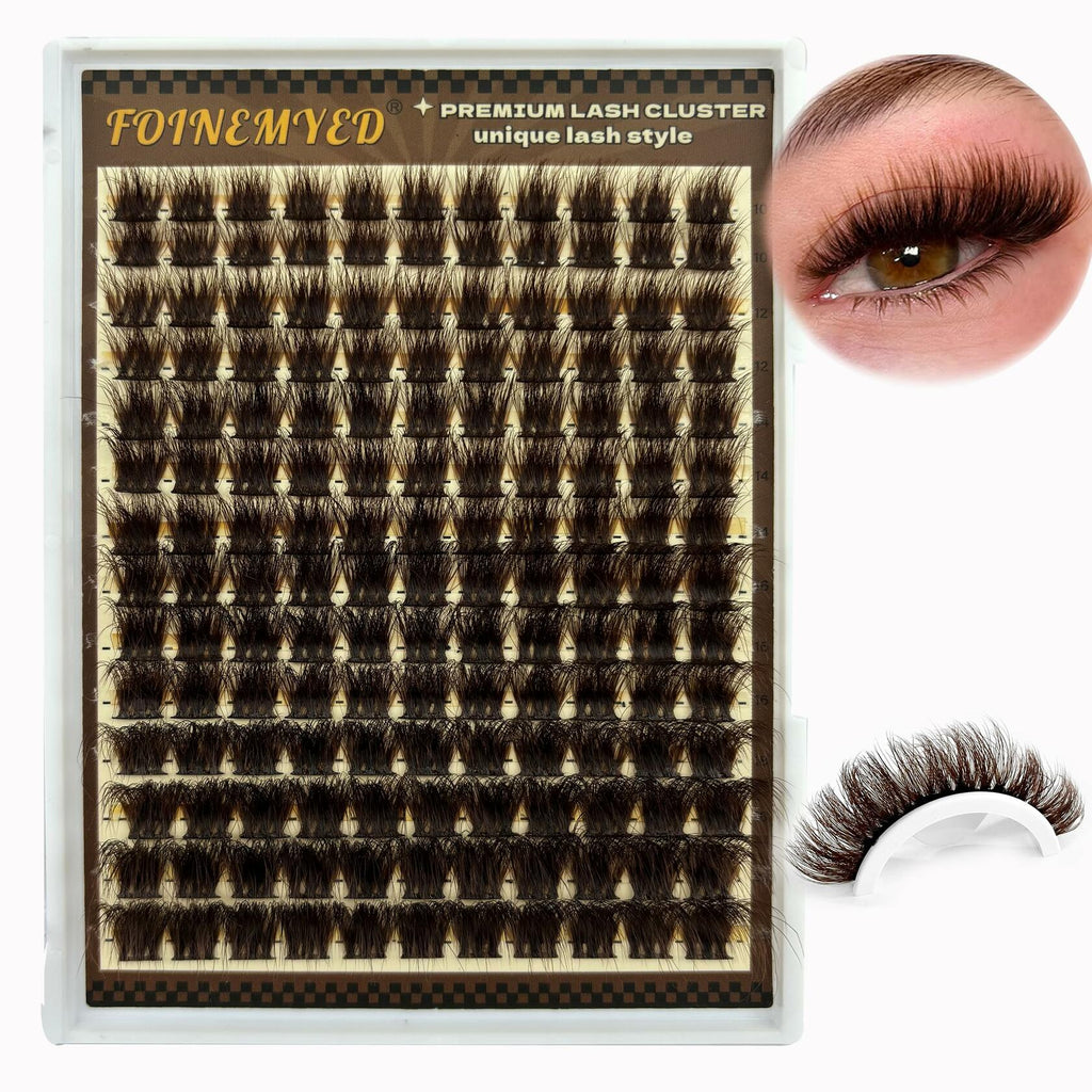 FOINEMYED Brown Lash Clusters 10-20mm 154PCS Fluffy Individual False Lashes