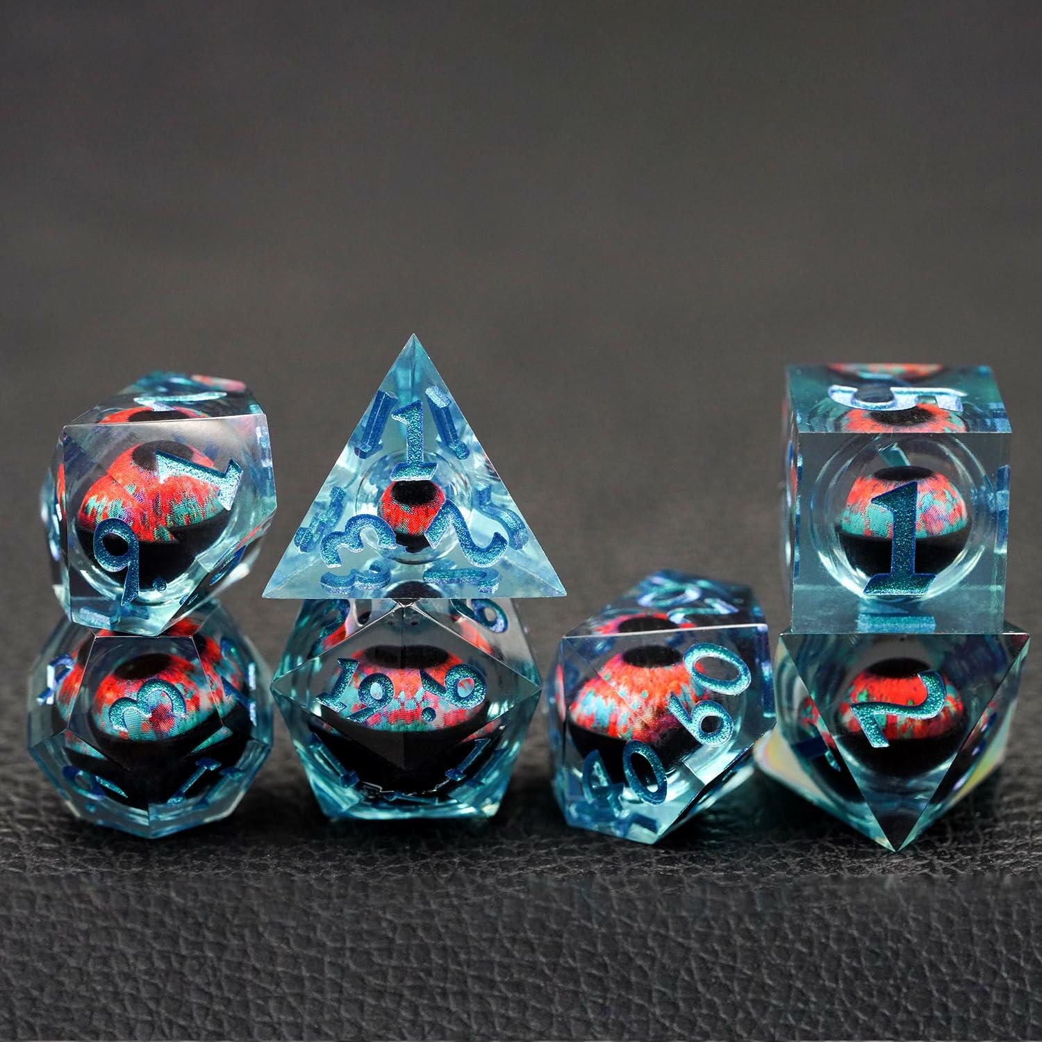 Maywin Dungeons & Dragons Liquid Core Dragon Eye Polyhedral Dice Set