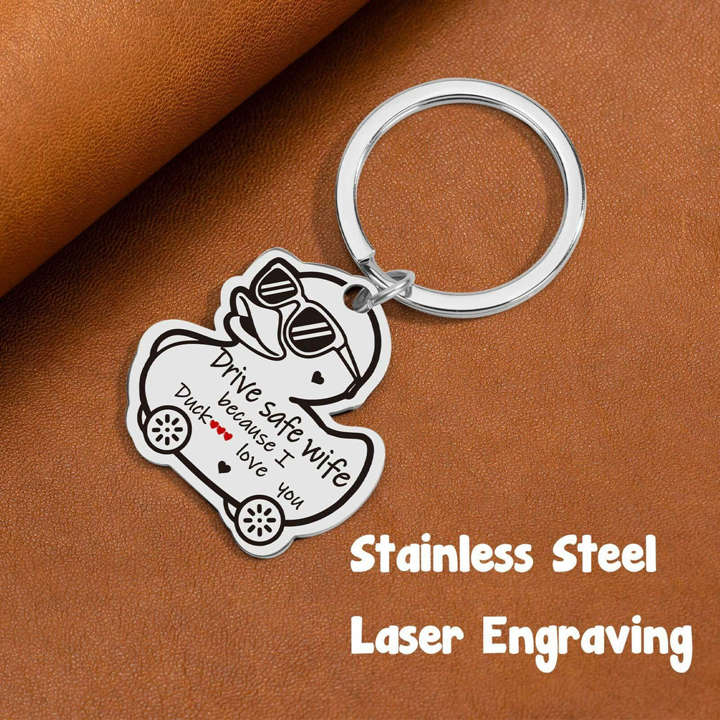 XgiftCreat Valentines Keychain Gifts for Wife - Drive Safe Wife I Love You,