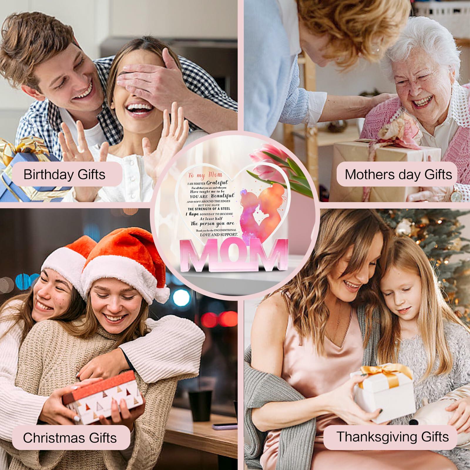 WUGUANSS Best Mom Ever Acrylic Plaque Pink Christmas Birthday Gift