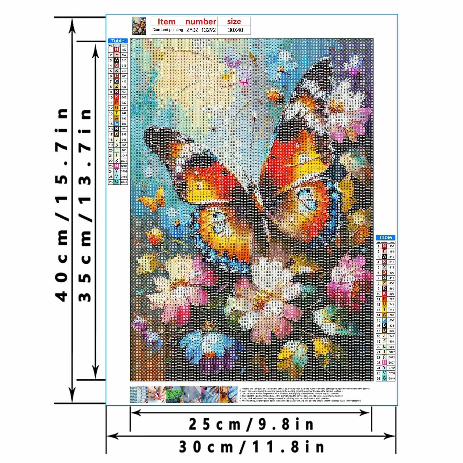 LYKEJI Butterfly Diamond Painting Kit 11.8x15.7 Inch Colorful 5D Full Round