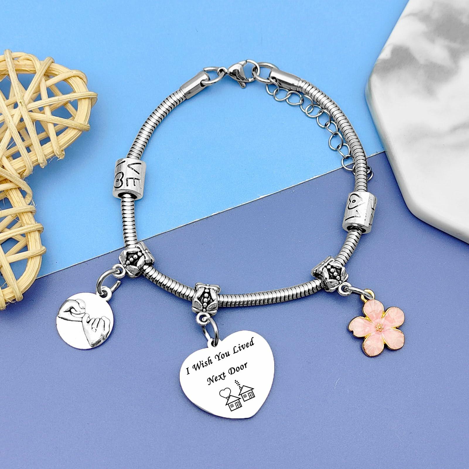 DlaeKua Silver Stainless Steel Friendship Bracelet Christmas Theme Women
