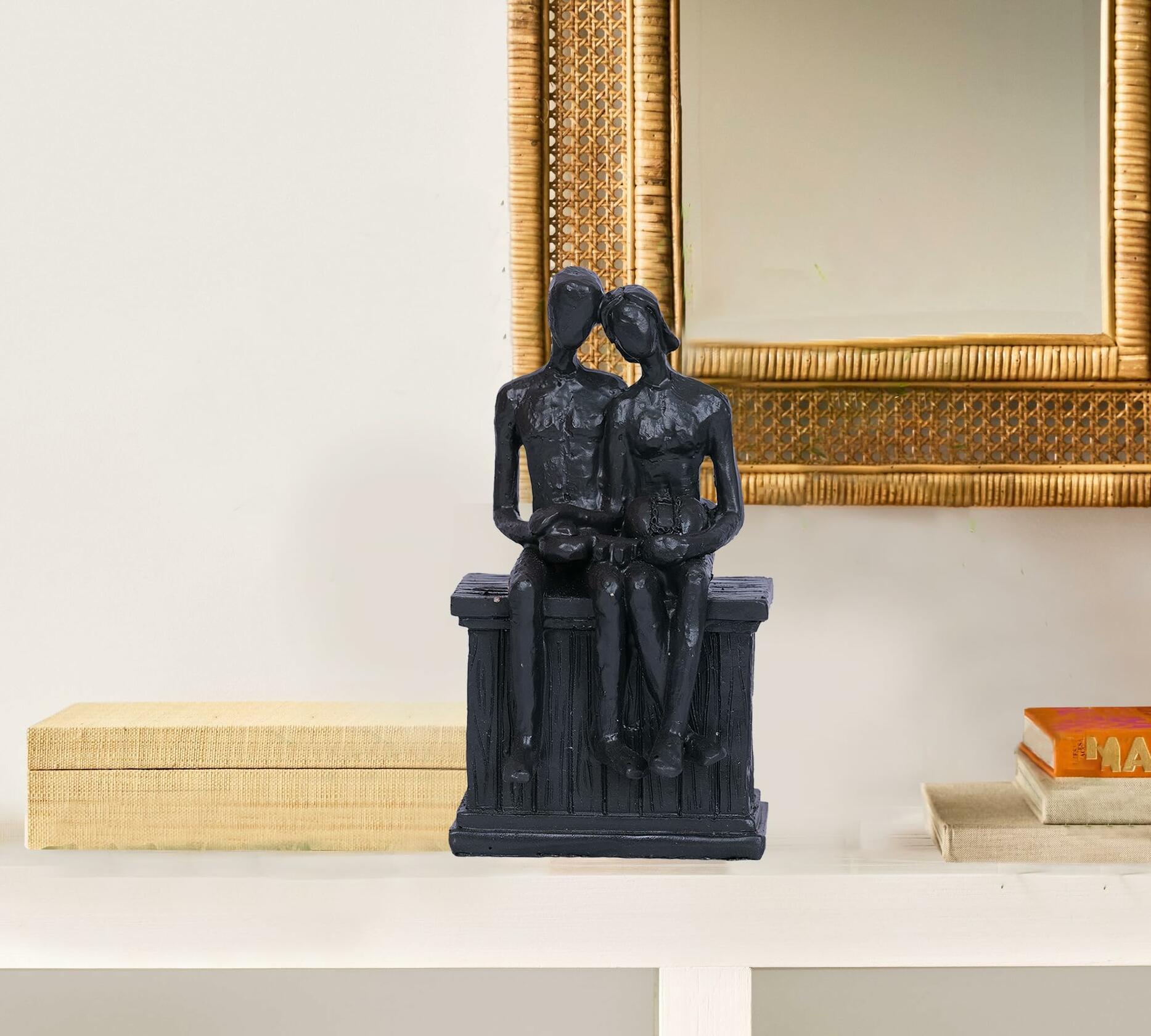 PUHOZN Iron Couple Statue - Cast Iron Couple Sculpture Wedding Modern Abstract