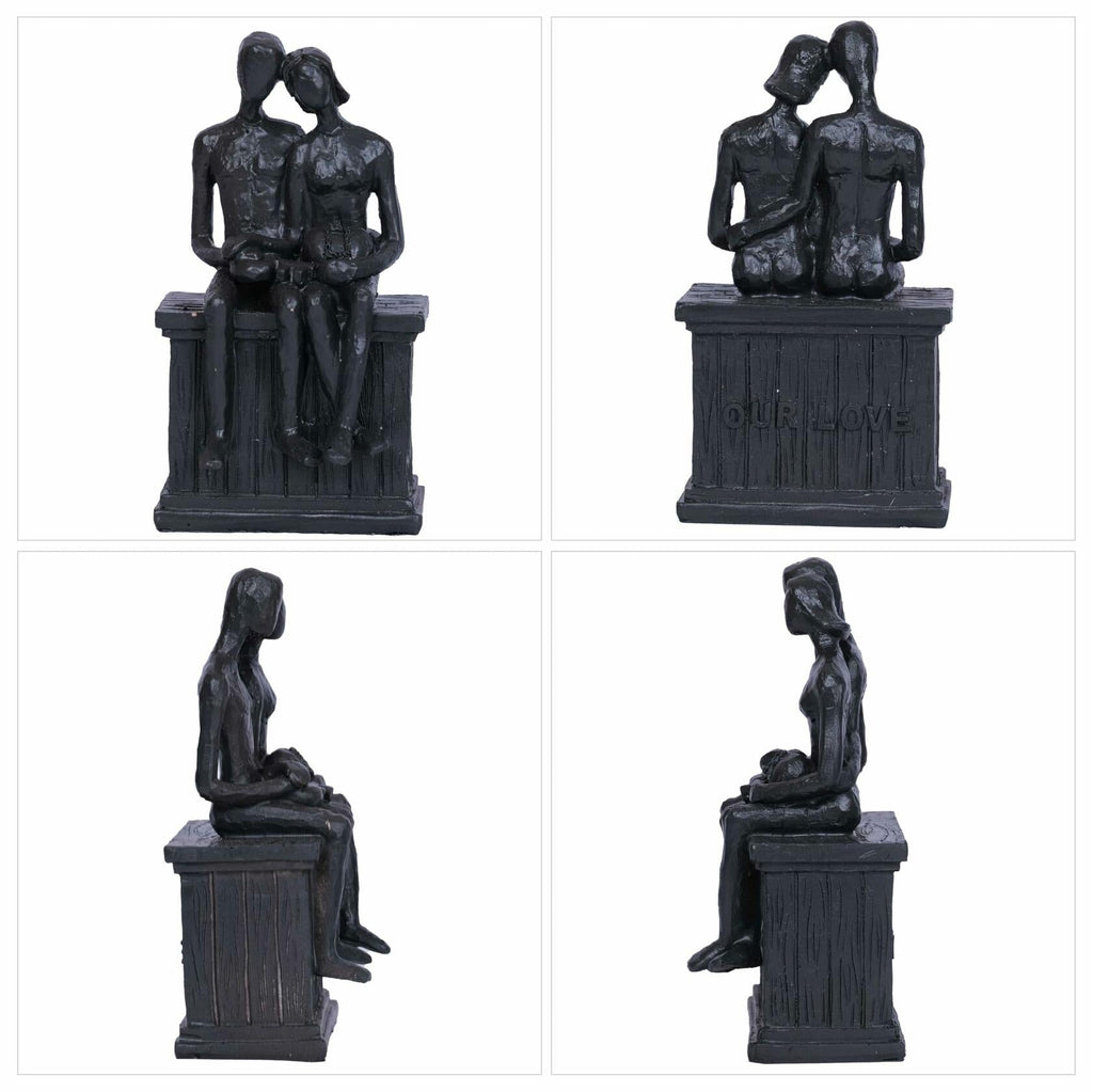 PUHOZN Iron Couple Statue - Cast Iron Couple Sculpture Wedding Modern Abstract